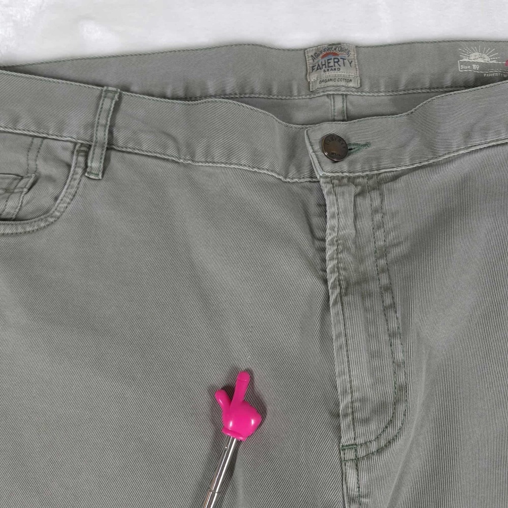 Faherty Comfort Twill Pants Men's 42x31 Light Green 5 Pocket Organic Cotton - Picture 10 of 12